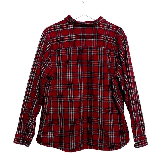 L.L. Bean Womens Red Plaid Flannel Shirt Long Sleeves Collar Button-Down Size XL - Picture 4 of 12
